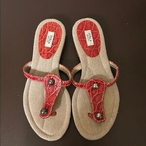 Furla Red and Beige Women's Sandals SIZE 35
